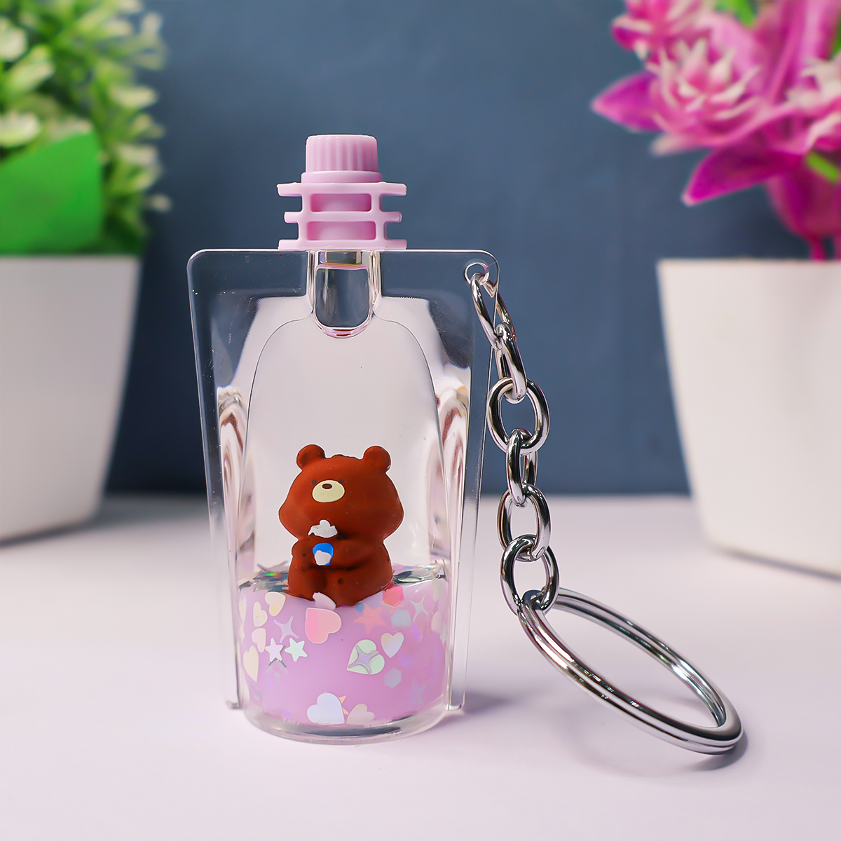 Floating teddy keychain